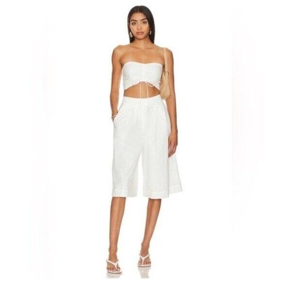 Free People Pants - Free People NWT - WOMENS 14 - White Wide-Leg Culottes & Top 2 pc set
